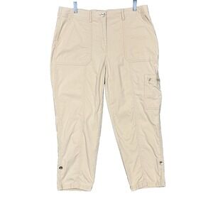 Chicos Pants Womens 1.5 10‎ Tan Khaki Crop Adjustable Length High Rise Cotton